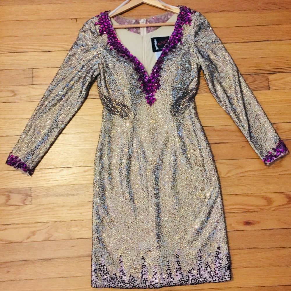 Mac Duggal dress covered in crystals